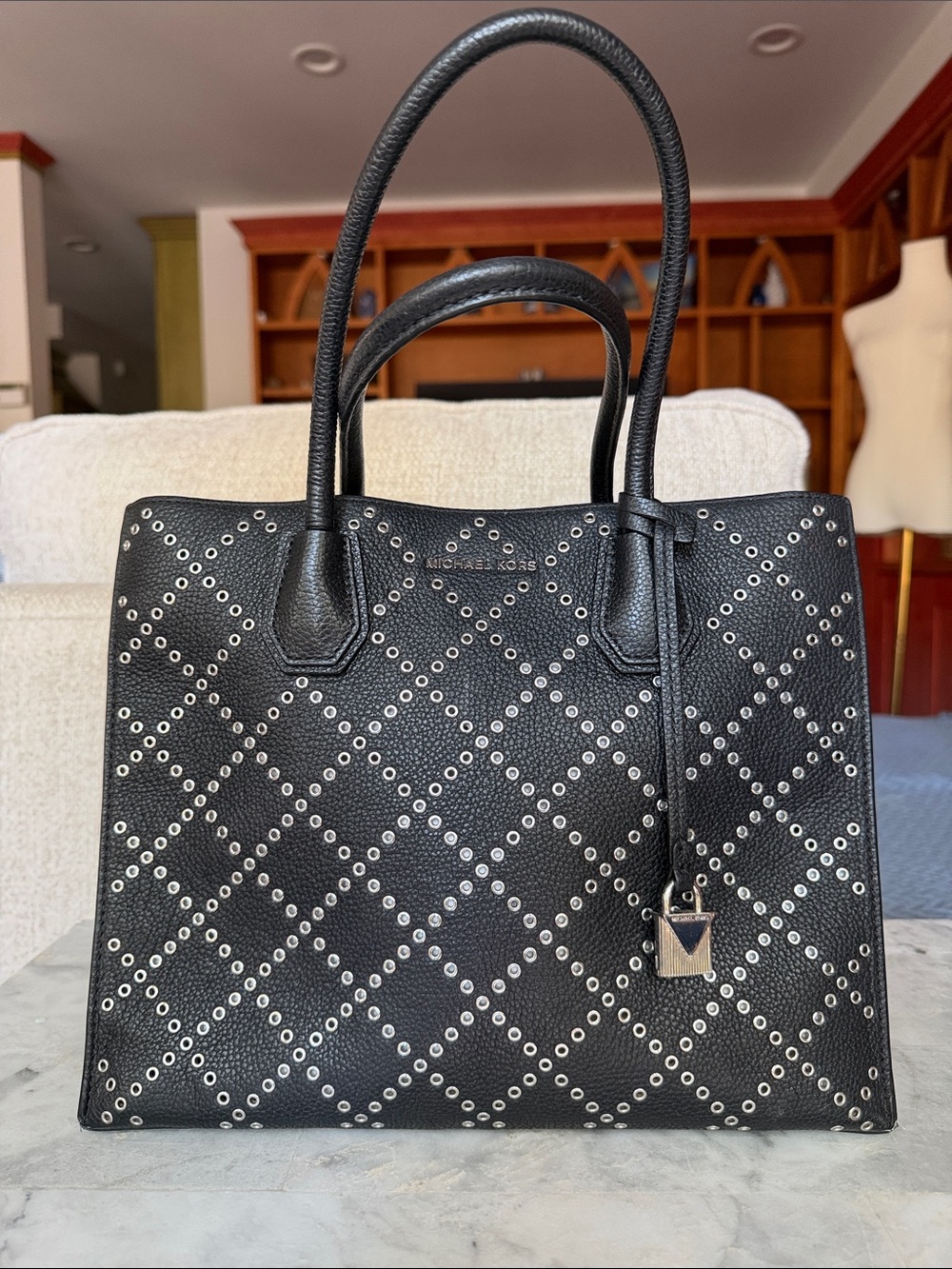 Michael Kors Black Grommet Tote Bag  As Is Stud Grommet Large Mercer (no strap)